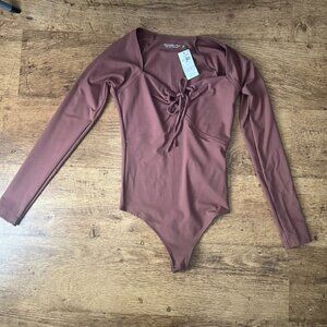 Abercrombie & Fitch Terra Cotta Lace Up Bodysuit